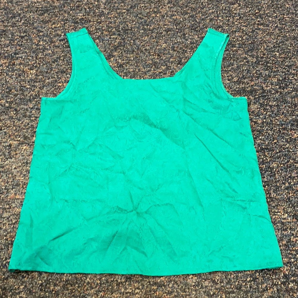 Green Silk Damask Floral  Tank Top sz. M